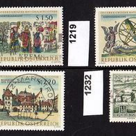 H513 Österreich Mi. Nr. 1218 + 1219 + 1220 Nationalbibliothek + 1232 Bauwerke o <
