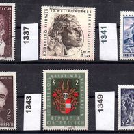 H520 Österreich Mi. Nr. 1336 + 1337 + 1341 + 1342 + 1343 + 1349 o <