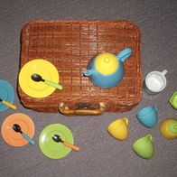 Picknick-Korb Weidenkorb Keramik Kinder-Spielzeug Teeparty