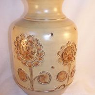 Studio Keramik Vase - " Sonnenblumen " - 70er Jahre, Ritzsignatur s. Foto * **