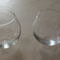 2 ausgefallene Gläser Dooleys Schaukelgläser ca. 6 cm hoch