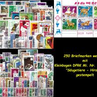 250 Marken weltweit mit KB DPRK Mi. Nr. 1898-1903 " Hirsche / deers "