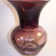Massive Murano Violett-Glas-Vase mit irisierendem Fäden-Relief-Dekor