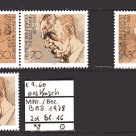 BRD / Bund 1978 Blockausgabe: Nobelpreisträger Zusammendrucke aus Block 16 postfrisch