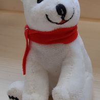 Kleiner flauschig weicher Eisbär Teddy mit rotem Schal