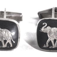 Paar Manschettenknöpfe Sterling-Silber m. Elefanten-Motiv