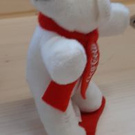 Kleiner Eisbär Teddy rotem Coca Cola Schal und rotem Snowboard Stehend Kuscheltier