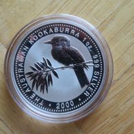 Silber Kookaburra Münze 2000 / 1 Unzen Australien