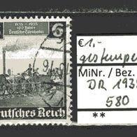 Deutsches Reich 1935 100 Jahre Deutsche Eisenbahn MiNr. 580 gestempelt -2-