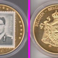 1998 Belgien König Baudouin 2,5 Euro Probe mit Briefmarke