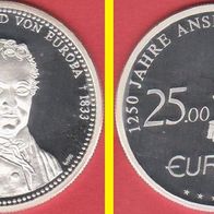 1998 BRD 1250 Jahre Ansbach 25 Euro Probe Kaspar Hauser Polierte Platte