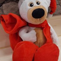 Kleiner flauschig weicher WeihnachtsEisbär Teddy mit Schal Sack Mütze Kuscheltier 1