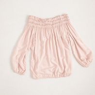 Sommer Carmen-Bluse Oberteil Gr.36 Rosa/ Pink Smocked Blouse Top Shirt Off-shoulder