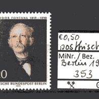 Berlin 1970 150. Geburtstag von Theodor Fontane MiNr. 353 postfrisch