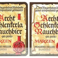 ALT ! Bieretiketten "Aecht Schlenkerla Rauchbier Märzen" Brauerei Heller Bamberg