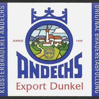 ALT ! Bieretikett "Export Dunkel" Klosterbrauerei Andechs Lkr. Starnberg Oberbayern