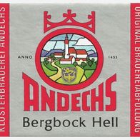 ALT ! Bieretikett "Bergbock Hell" Klosterbrauerei Andechs Lkr. Starnberg Oberbayern