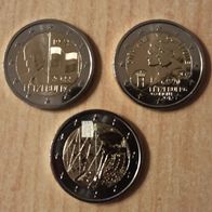 Luxemburg alle 3×2 Euro Münzen 2022