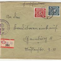 F97 Zensurpost 1947 Einschreiben Hamburg 21 - Hamburg 11