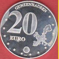 1998 BRD Gunzenhausen 20 Euro Probe Silber Polierte Platte