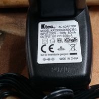 Ktec Stecker Ladenetzteil 6 V / 600 mA