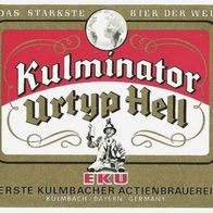 ALT ! Bieretikett "Kulminator Urtyp Hell" Erste Kulmbacher Actienbrauerei Bayern