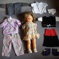 63cm Puppe mit viel Puppen-Kleidung Stolle Kleid Puppen-Schuhe