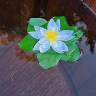 künstliche Seerose weiß / gelb 11x11cm Pflanze Gartenteich