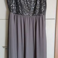 Pailettenkleid Brautjungfernkleid grau Gr. 42 S. Oliver