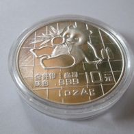 China Panda 1989, 1oz 999 Silber, 10 Yuan, gekapselt