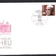 DDR 1989 100. Geburtstag von Jawaharlal Nehru MiNr. 3284 FDC gestempelt -4-