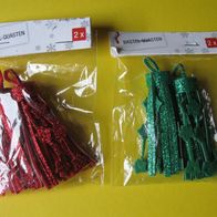 2 x 2 Bastel - Quasten rot grün NEU Weihnachten Christmas Deko Fest