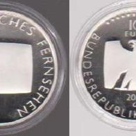 2002 BRD 50 Jahre Deutsches Fernsehen 10 Euro Polierte Platte