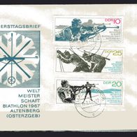 DDR 1967 Biathlon-Weltmeisterschaften, Altenberg MiNr. 1251 - 1253 FDC Zella-Mehlis