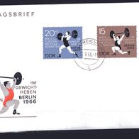 DDR 1966 Europameisterschaften im Gewichtheben MiNr. 1210 - 1211 FDC Zella-Mehlis