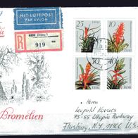 DDR 1988 Bromelien MiNr. 3149 - 3152 Luftpost-Einschreiben gelaufen