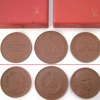 3x Meissner Porzellan Medaille / Böttger Steinzeug * VEB Zwickauer Maschinenfabrik *