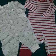 2 x Baby Strampler Schlafanzug - grau beige - uav tongtai - ca Gr. 68 & 74 cm