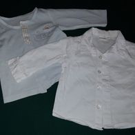 2 x Baby Hemd Bluse Shirt - blau weiss - Bornino & Tongtai - ca Gr. 62/68 cm