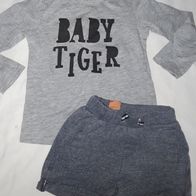 Baby Anzug Shirt & Shorts - bkau grau - PUSBLU & RR - ca Gr. 92 & 94 cm