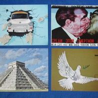 Ansichtskarte Postkarte Set Berliner Mauer, Friedenstaube, Chichén Itzá