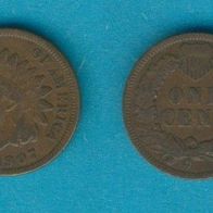 USA 1 Cent Indian Head 1907