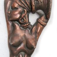 Omas Hausrat * Deko Kupferguß * Skulptur Wandbild Frau Oberkörper