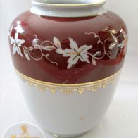Vintage * Porzellan Vase Spechtsbrunn handgemalt rotbraun-gold * 17 cm