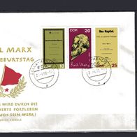 DDR 1968 150. Geburtstag von Karl Marx W Zd 195 FDC Zella-Mehlis