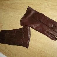 Vintage echt Leder Handschuhe Glattleder braun Warmfutter klein NEU