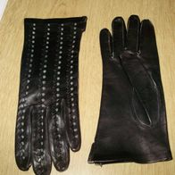 Vintage echt Leder Handschuhe Glattleder schwarz klein NEU