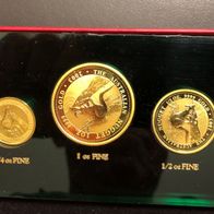 Australien Gold 2003 Känguru 5 Münzen Set 1/20oz bis 1oz Originalkapsel und Sammelbox