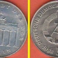 1988 DDR Brandenburger Tor 5 Mark Stempelglanz Exportqualität
