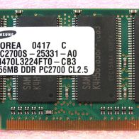 Samsung - 256MB DDR RAM - M470L3224FT0-CB3 - 200-pin SO-DIMM PC-2700S